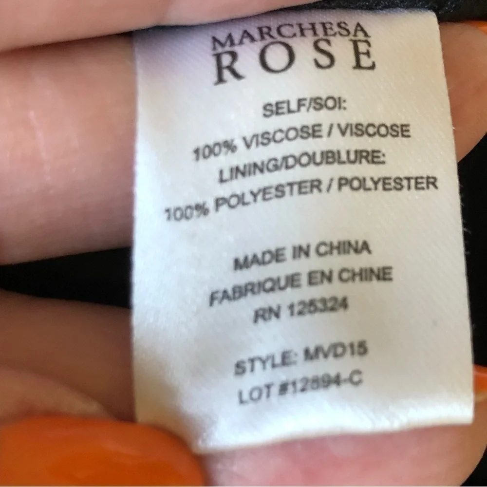 Marchesa Rose Black Caviar Sleeveless Dress M